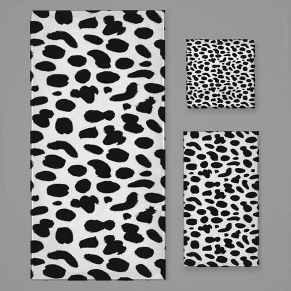 Spotted Pattern Black And White Bath Towel Sets For Bathroom Hand Towels Fingertip Towels 3 Piece Soft Absorbent For Bathroom Kitchen Hotel Beach