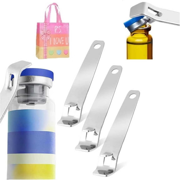 3-Pack Stainless Steel Mini Bottle Opener Keychain - Tool for Medicine Vials, Soda Bottles & Twist-Off Caps, Easy Open for Nurses, Pharmacies, Home & Travel(XX)