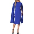 thumbnail image 2 of INSPIRE CHIC Cocktail Evening Dress for Women's Pleated Cloak Long Sleeve Cape Pencil Dress, 2 of 6