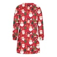 thumbnail image 4 of RKSTN Robes pour Femmes Décontractées Couleur Unie Col Rond Imprimé de Noël Robe à Capuche à Enfiler Robes Coupe Ample, 4 of 5