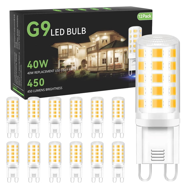 Bombilla LED TJOY G9 de 4 W, 4000 K, 450 lm, 120 V, no regulable (x12)
