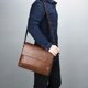 thumbnail image 5 of Textured Leather Crossbody Shoulder Bag | Adjustable Lightweight Strap | Spacious Multi-Compartment Handbag | Travel Work Daily Use | Coffee Brown | 33x24x5 cm | 1 Pc, 5 of 6