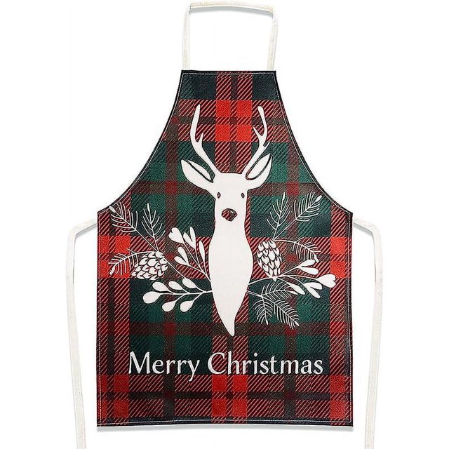Delantal de Navidad delantal de Chef delantal a cuadros Feliz Navidad patrón de alce restaurante familiar cafetería pastelería mujer hombre