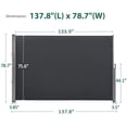 thumbnail image 5 of MCombo 138''x 78'' Aluminium Patio Retractable Side Awning, Fully Assembled Waterproof Sunshade Privacy Screen for Garden, Balcony and Pools, 4744, 5 of 14