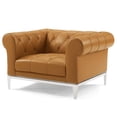 thumbnail image 4 of Tufted Armchair and Loveseat Sofa Set, Leather, Tan, Modern Contemporary Urban Design, Living Lounge Room Hotel Lobby Hospitality, 4 of 8