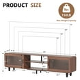 thumbnail image 2 of Mid Century Modern TV Stand for 55/60/65/70 Inch TV, Wood Entertainment Center with Power Outlets, Media Console with Sliding Doors and Open Shelf for Living Room, Walnut, 2 of 8