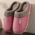 thumbnail image 2 of Slippers for Women,Slippers Couple Autumn Winter Solid Color Leather Warm Padded for Cozy Indoor,Womens Slippers,Z04 Pink,38, 2 of 9