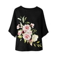thumbnail image 5 of DeHolifer Women's Tops 3/4 Sleeve Floral Printed Crewneck Casual Loose Lightweight Tee T-Shirts Black L, 5 of 6