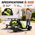 thumbnail image 3 of Conchico 12V Electric Drift Go Kart for Kids, Powered Ride on Toy Car with Rear Swivel Wheels, Water Spray Function, Cup Holder for Boys Girls Ages 3-8, Green, 3 of 10