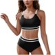 thumbnail image 1 of Conjunto de bikini con cuello en U y espalda descubierta ajustable para mujer, traje de baño de poliéster con bloques de color, 1 of 7