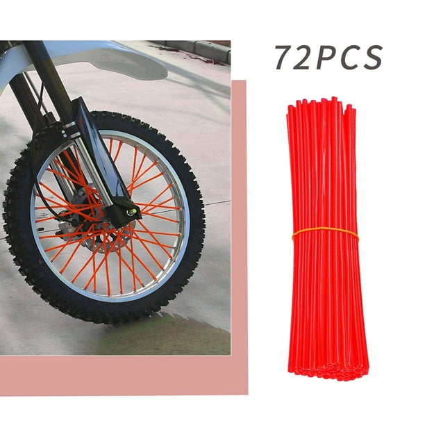 72 Fundas de Plástico para Radios de Rueda de Bicicleta y Motocicleta, 9,45 Pulgadas de Largo, 10 Colores, Fácil Instalación, Resistentes a La Intemperie.