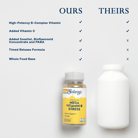 ソラレー メガ ビタミンB 60粒 ベジカプセル Solaray Mega Vitamin B-Stress T