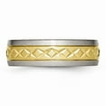thumbnail image 3 of Titanium 7mm Yellow IP-plated X Design Grooved Satin Band Size: 8; for Adults and Teens; for Women and Men, 3 of 6
