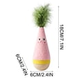 thumbnail image 2 of Wooden Wobble Cat Toy, Natural Beechwood Self-Righting Tumbler – Carrot Kicker, Interactive Silent Cat Toy for Indoor Cats, Battery-Free Plush, Aesthetic Home Decor Gift (Pink), 2 of 7