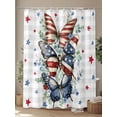 thumbnail image 4 of Patriotic Butterfly 4th of July Shower Curtain, Farmouse Plaid Red Blue Stars Bathroom Decor Curtains Set with Hooks, Waterproof Fabric Home Accessories， Stall 36 X 72 Inch, 4 of 6