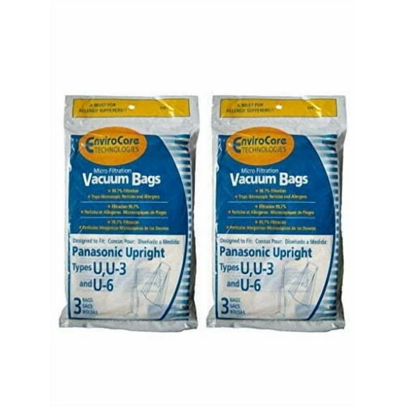 6 Panasonic Type U U3 U6 Upright Vacuum Cleaner Microfiltration Bags