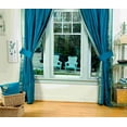 thumbnail image 3 of Rod Pocket Sheer Sari Curtains 43" W x 84" L matching tiebacks- Handcrafted Turquoise Indian Drapes Unlined for light & airy ambience Perfect for Living/Bedroom/Dining Room Sold in Pairs, 3 of 5