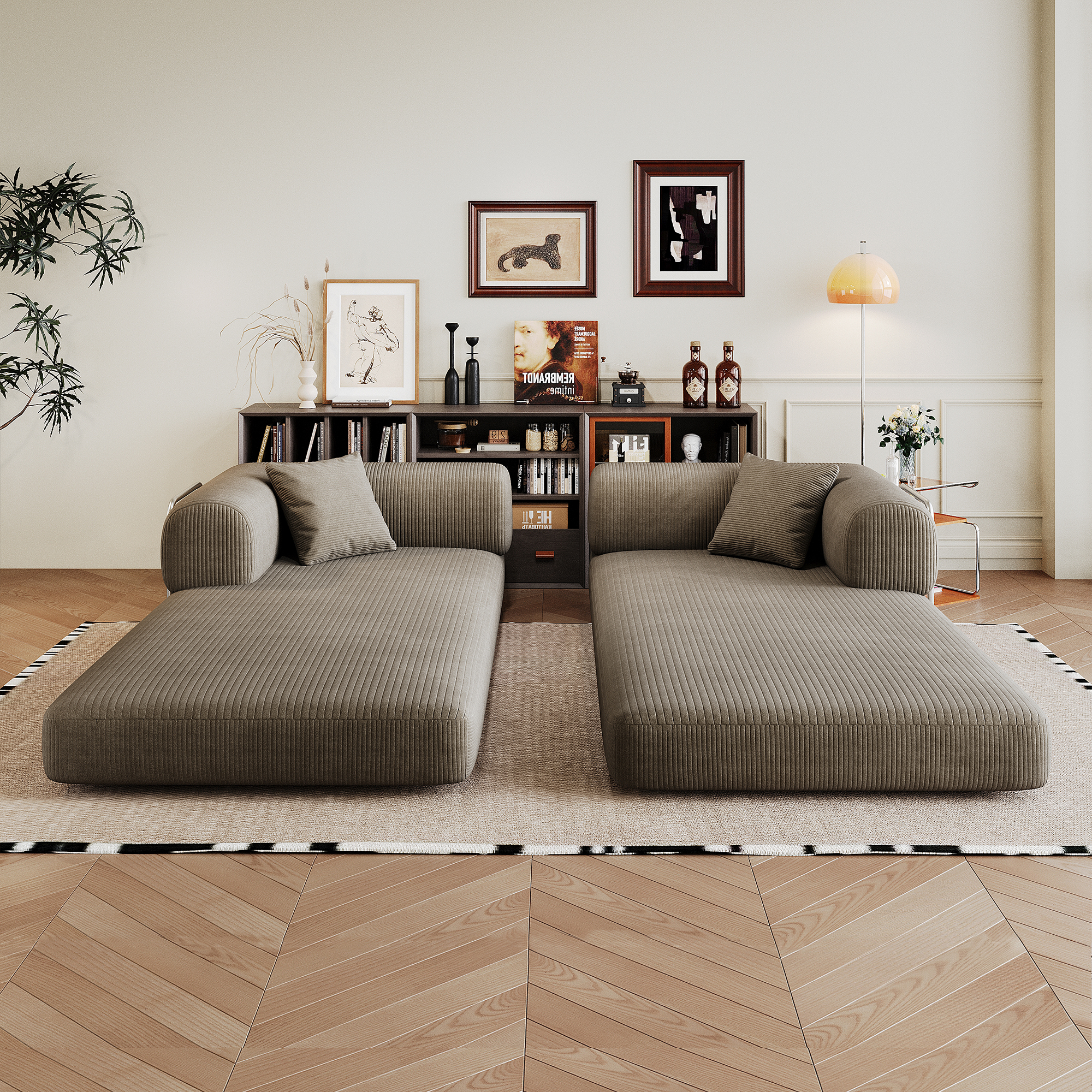 Miniyam 79" Convertible Floor Sofa Bed with Pillow Back Support Armrest for Living Room, Bedroom, Camel
