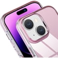thumbnail image 4 of Compatible with iPhone 14 Case Glossy Hard Electroplating Case Cute Women Girls Makeup Mirror Case Slim Soft Bumper Camera Lens Protection Screen Protector Shockproof Cover, Pink, 4 of 11