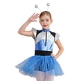 thumbnail image 3 of renvena Kids Girls Shiny Metallic Tutu Skirted Leotard Dress with Hair Hoop Blue 10, 3 of 7