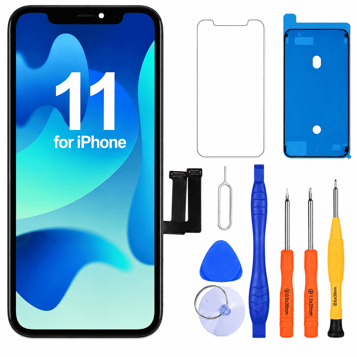 For iPhone 11 LCD Screen Replacement, 6.1-Inch Touch Display Digitizer Assembly with Repair Tools, Compatible with A2111/A2223/A2221
