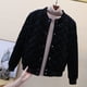 thumbnail image 5 of Chaqueta corta de algodón de invierno para mujer con terciopelo dorado en forma de diamante y chaqueta de béisbol gruesa de algodón, 5 of 6