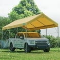 thumbnail image 2 of ADVANCE OUTDOOR 12x20 ft Carport with Adjustable Height from 9.5 ft to 11 ft, Heavy Duty Car Canopy, 8 Legs with 8 Reinforced Poles and 4 Sandbags, Beige, 2 of 7