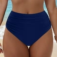 thumbnail image 2 of Zhden Bikini Bottoms for Women Mid Rise Bikini Bottoms Ruched Scrunch Swim Bottom Full Coverage Bathing Suit Bottoms（Dark Blue,M）, 2 of 9