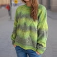 thumbnail image 7 of JYnXIANTI Oversized Sweaters for Women Casual Gradation Long Sleeve Crewneck Pullover Crochet Knit Hollow out Tops Fall Winter Outfit, 7 of 7