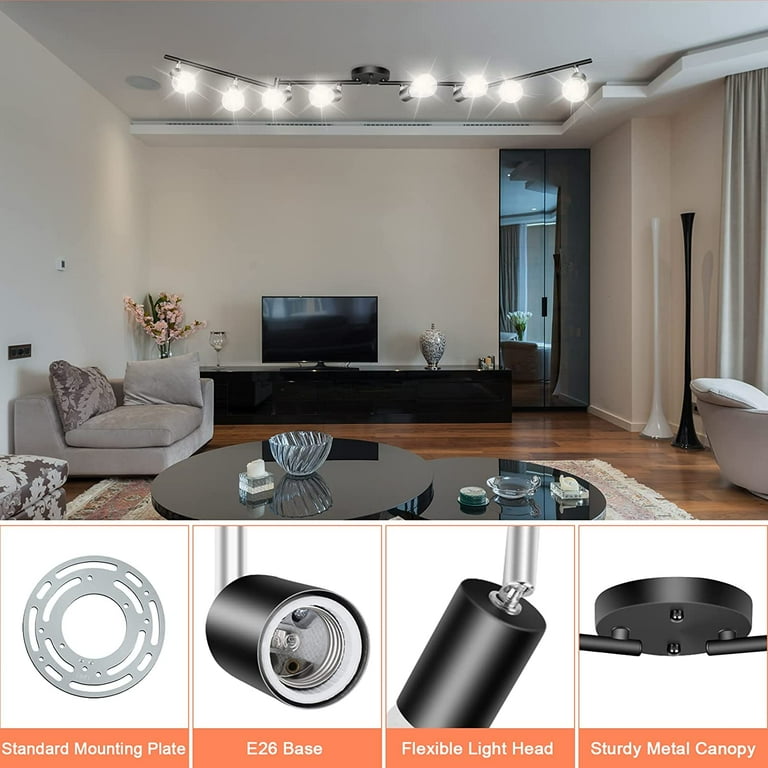 LED Light Track Lighting Kit 8 Way Adjustable Modern Ceiling