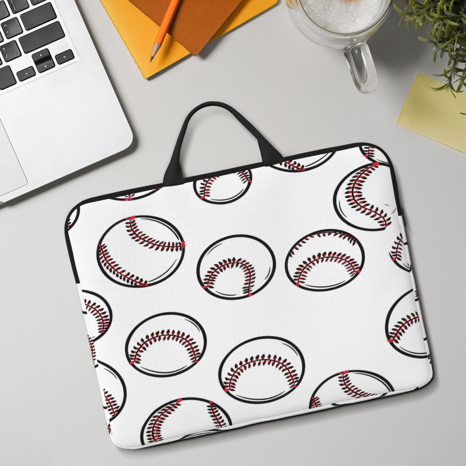 Laptop Sleeve Bag For Women Men 14inch Waterproof Durable Protective Computer Carrying Cover Handle Laptop Case Bag White Baseballs With Classic Red Stitching