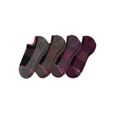 No Show Socks Pack, 4 Pairs, Absolute Comfort Super Low-Cut Socks for Women, Moisture Wicking
