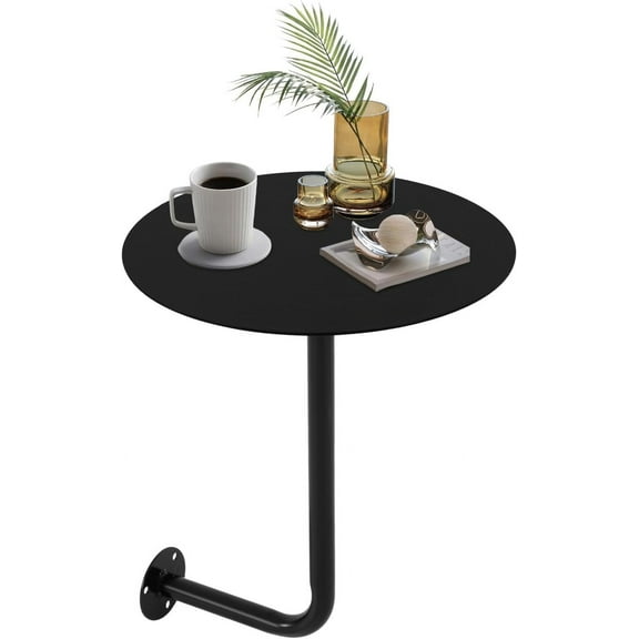 Bar Table Wall Mounted Coffee Table Black Pub Table Round Table Iron Cocktail Table Bistro Table for Bar Kitchen Dining Room 13.78" Dx17.72 H