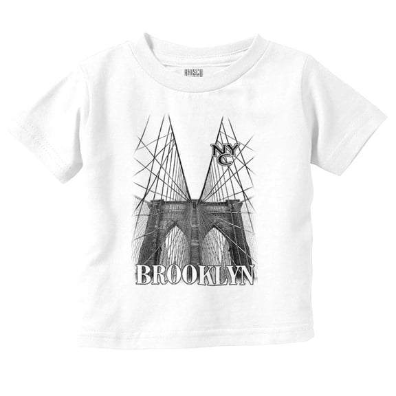 New York Brooklyn Bridge Sketch Toddler Boy Girl T Shirt Infant Toddler Brisco Brands 6M