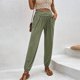 thumbnail image 1 of Pantalones Con Cordón Pantalones básicos para damas Slim Fit Estilo casual Cintura elástica Color sólido Traje deportivo Ygjytge Verde Militar Xxl para Mujer, 1 of 6