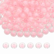 Uxcell 200 Pcs Acrylic Beads 0.08" Cute Beads for Bracelets Transparent Pink