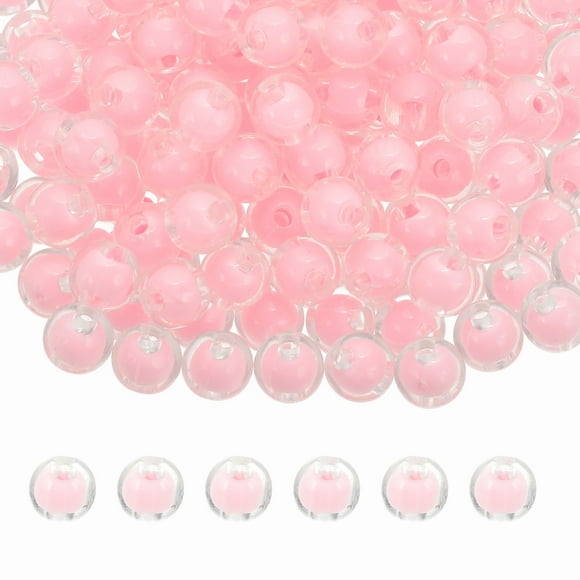Uxcell 200 Pcs Cuentas de Acrílico 0.08" Cuentas Lindas para Pulseras Rosa Transparente