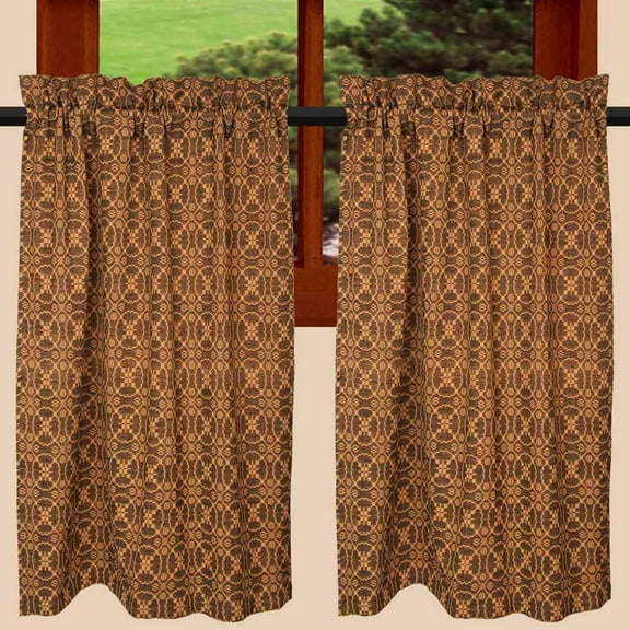 Marshfield Jacquard 36 Inch Curtain Tiers Red or Black