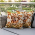 thumbnail image 4 of Orange Cute Dog Outdoor Pillow Covers 20"x20" Set of 2,Waterproof Throw Pillow Covers for Patio Furniture,Fall Pumpkins Maple Leaves Retro Pastoral Decorative Cushion Pillowcases for Garden Sofa, 4 of 9