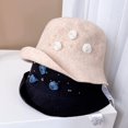 thumbnail image 4 of CoCopeaunts Womens Bucket Hat Vintage Fisherman Hat Winter Warm Wool Bowl Hat Fashion Broken Diamond Flower Bucket Cap for Girl, 4 of 8