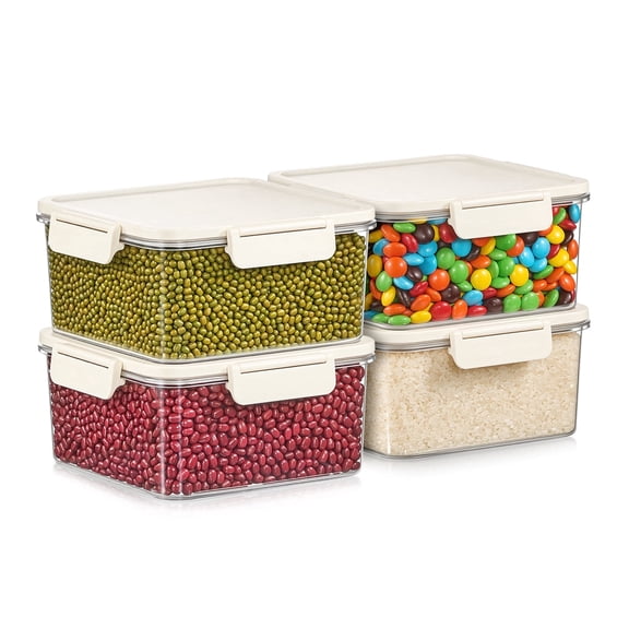 Sorbus 4-Pack Standard Square Airtight Food Storage Containers – Clear Stackable Pantry