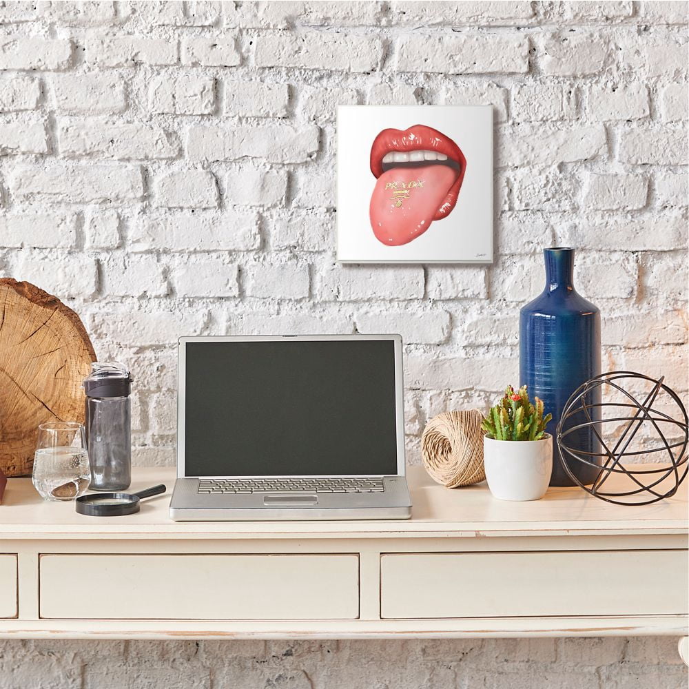 Stupell Industries Fashion Red Lips with Tongue Out Designer Accent Designed by Ziwei Li