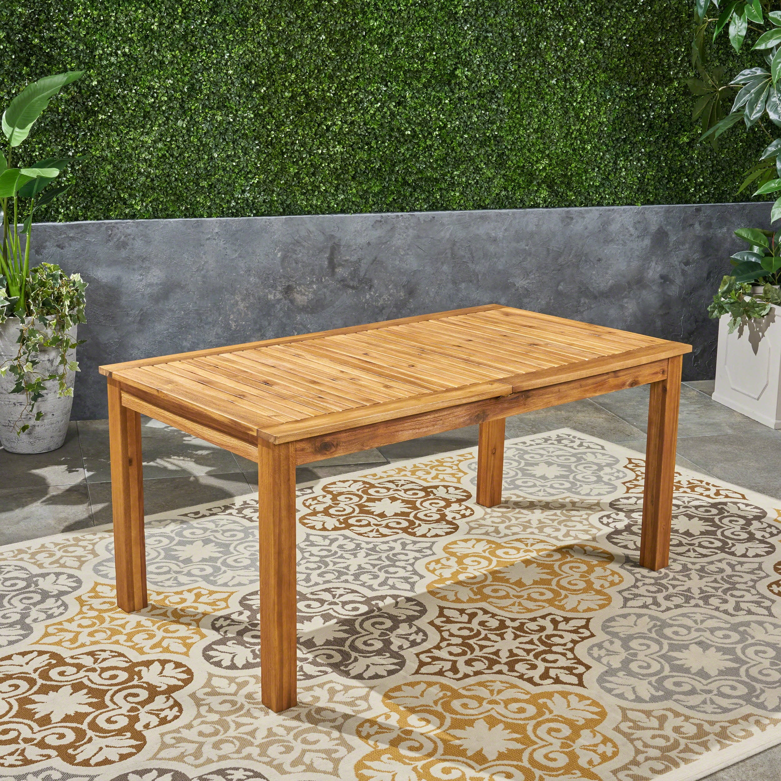 Zoe Outdoor Expandable Acacia Wood Dining Table, Natural