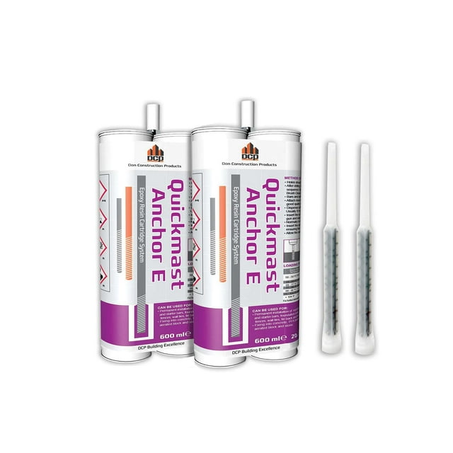 DCP Quickmast Anchor E Concrete Anchoring Epoxy - Two-Part, Dual Cartridge, Fast-Setting Epoxy System for Rebar, Threaded Rods, Crack Repair - Strong Bond