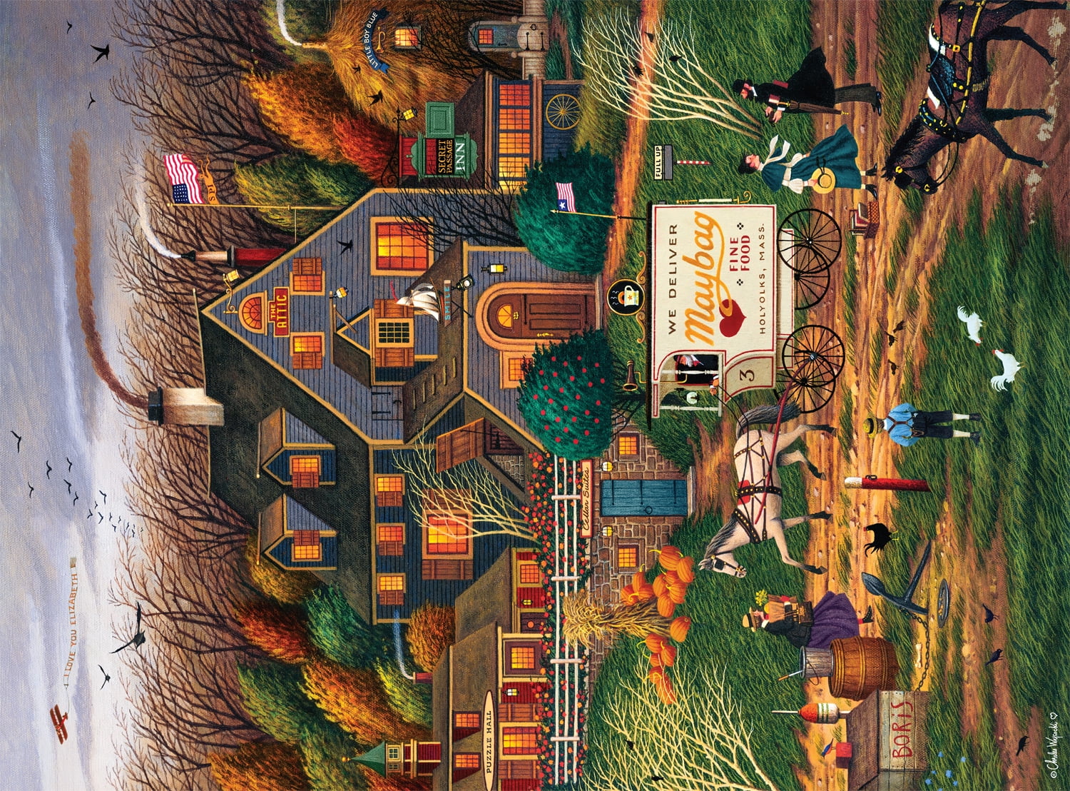 Buffalo Games 1000-Piece Charles Wysocki Secret Passage Inn Adult Interlocking Jigsaw Puzzle