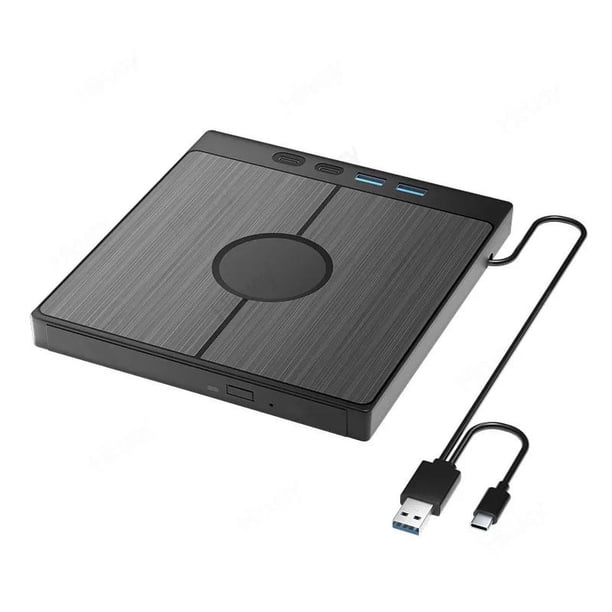 CD/DVD Disk Drive Player Reader Portable DVD 7 en 1 unidad externa con 2 puertos USB/Type-C USB 3.0 TF/SD Ranuras para computadora portátil