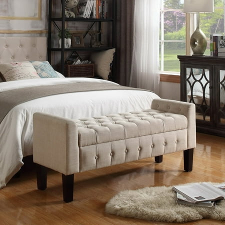 Rosevera Tufted Armed Storage Bench