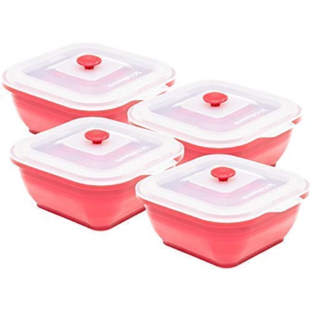 Thin Bins Set of 4 Silicone Collapsible Food Storage Container BPA Microwav 734869201628 for sale online 