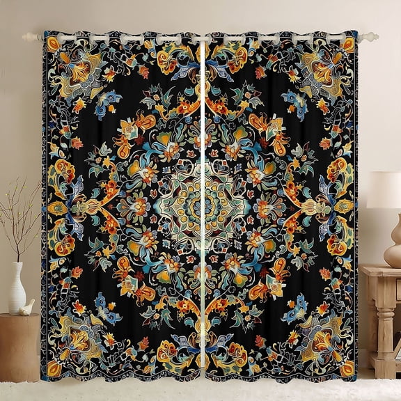 Castle Fairy Boho Mandala Black Out Curtains,Bohemian Curtains Pack of 2 (42x63 Each)