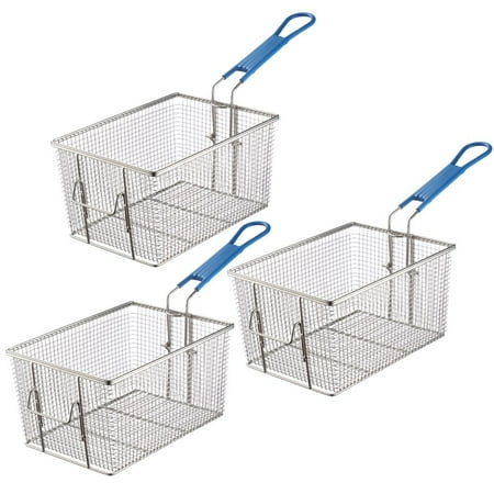 

3PCS Deep Fryer Baskets Stainless Steel Fry Baskets with Non-Slip Handle Sturdy Square Food Strainers for Home and Commercial Use